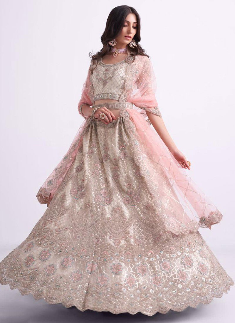 Off White Colour Bridal Heritage Premium 2 Alizeh New Latest Designer Exclusive Net With Silk Lehenga Choli Collection 1062